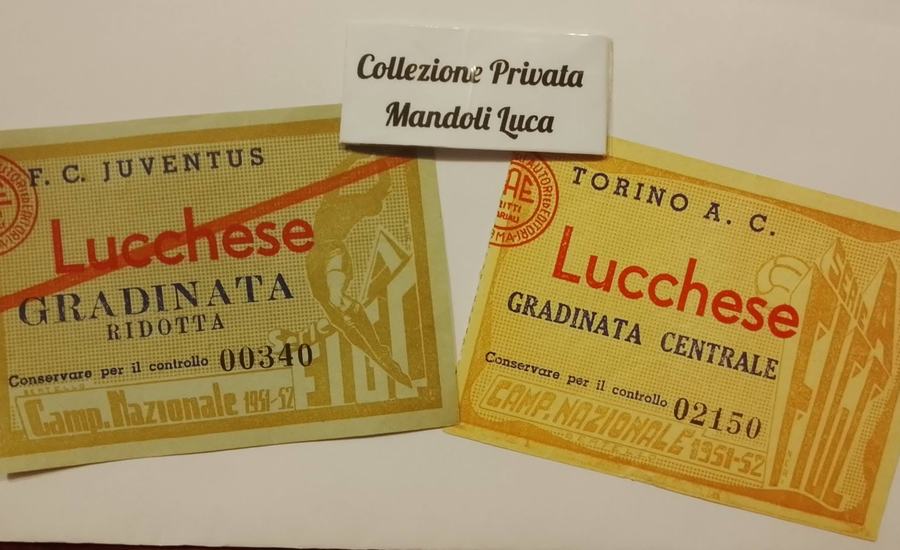 Biglietti della stagione 1951/52 di incontri giocati a Torino sponda bianconera e sponda Granata